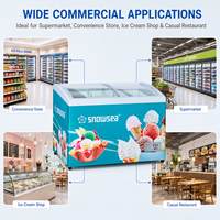 Vitrine congélateur commerciale à porte coulissante incurvée pour crèmes glacées, congélateur coffre profond pour supermarché