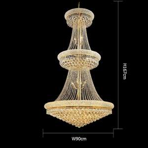 Candelabro de cristal dorado grande para Villa, sala de estar, escalera de lujo, lámpara colgante con altura ajustable para hoteles - Product Image 4