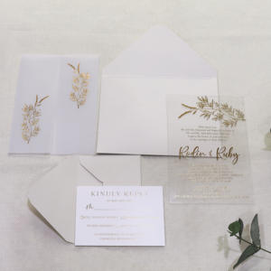 Moderne Luxus Blattgold Schrift Kalligraphie Hochzeits einladungen Klar Acryl Rsvp Karten Botanical Pergament Wrap Animal Paper - Product Image 4