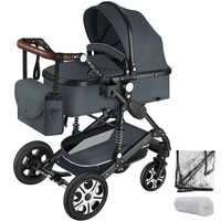 Poussette bébé 3 en 1 EN1888, haute position, antichoc, avec nacelle, cadre en alliage d'aluminium, harnais de sécurité 5 points