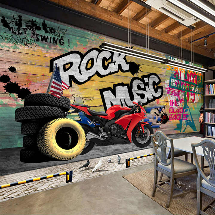 Custom Wallpaper Murals Modern Graffiti Art Motorcycle Background  Decorative Wall Painting Prints Wallpaper Living Room Sofa| Alibaba.com
