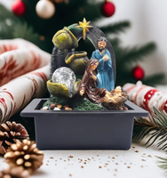 Fontaine en résine artisanale de la Sainte Famille chrétienne, statue de Jésus, écologique, imperméable | Fontaine d'eau de table apaisante d'intérieur