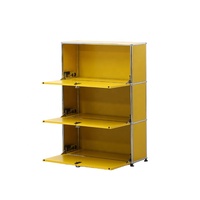 Mueble Modular Cerrado de 3 Niveles Estilo Bauhaus, Unidad de Almacenamiento con Puerta Abatible con Cerradura, Mueble Lateral Moderno para el Hogar