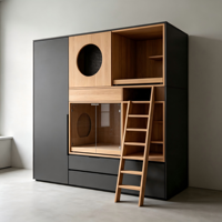 Meuble d'ameublement pour animaux en bois, armoire modulable et détachable avec enclos intégré, accessoires complets pour la maison, les animaleries et les commandes en gros