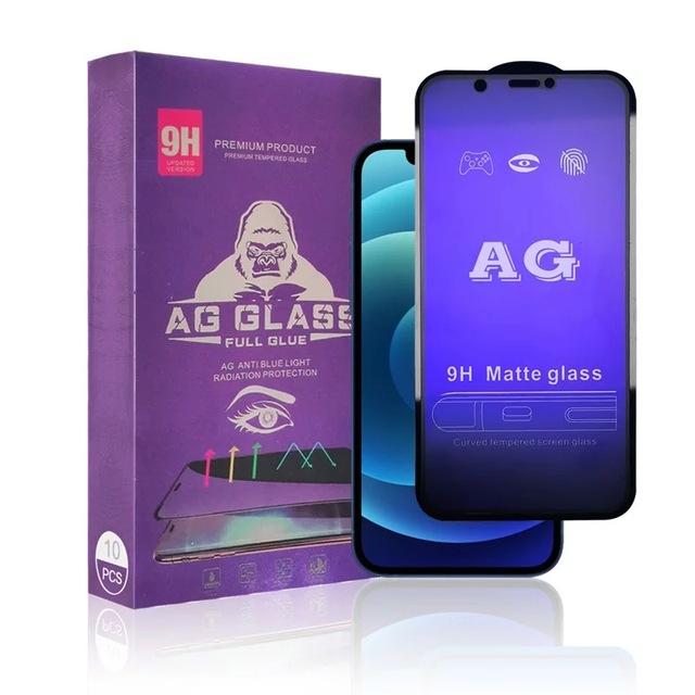 High Quality AG Screen Protector for iPhone 13 12 11 Pro Max Anti Blue Light Matte Tempered Glass Screen Film for Mobile Phones