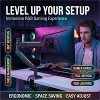 Bras de moniteur RGB pour bureau à domicile, bras simple à ressort, support de bureau réglable en hauteur pour moniteur de 17 à 32 pouces