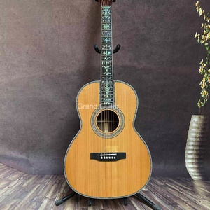 Custom 5A Full Cedar <strong>Wood</strong> OOO45 Mold Abalone <strong>Inlaid</strong> with Black Fingerboard and SOLID ROSEWOOD BACK SIDE Acoustic Guitar - Product Image 1