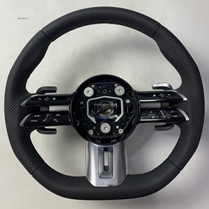 Volant en fibre de carbone LED pour <span class=keywords><strong>Mercedes</strong></span> Benz <span class=keywords><strong>AMG</strong></span> W204 W205 W212 W213 Classe C E S G, véritable fibre de carbone et cuir perforé - Product Image 1