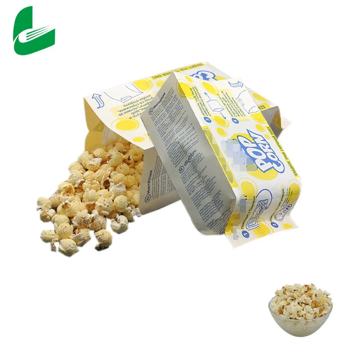 Party custom food packaging bags biodegradable microwave popcorn brands bags