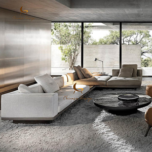 Juego de Sofás en Forma de L de Diseño Italiano Minimalista <span class=keywords><strong>Dylan</strong></span>, Muebles para Sala de Estar, Sofá Moderno de Lujo con Tela Blanca - Product Image 4