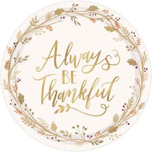 Large Oval Modern Style Thanksgiving Paper Plates Hot Selling Pink Gold Foil Friendsgiving <b>Table</b> Setting 'Always Be Thankful - Product Image 1