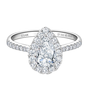 แหวนหมั้นเพชร SGARIT รุ่น Halo ทองคำขาว 14k น้ำหนัก 0.5 ถึง 3 กะรัต เพชรเพาะเลี้ยงในห้องปฏิบัติการ รับรองโดย IGI พร้อมเพชรข้าง VS D สำหรับผู้หญิง - Product Image 2