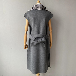 <span class=keywords><strong>Gilet</strong></span> en laine de luxe d'hiver Jxwatcher, veste sans manches personnalisée, <span class=keywords><strong>ceinture</strong></span> douce, style <span class=keywords><strong>long</strong></span>, chaud, duveteux, veste en fourrure de lapin véritable pour femmes - Product Image 4