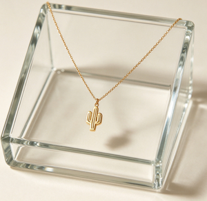 Collar de Cactus de Acero Inoxidable, Chapado en Oro de 18K, Delicado Collar con Colgante de Cactus <span class=keywords><strong>Saguaro</strong></span>, Cadena Minimalista para Clavícula para <span class=keywords><strong>Mujer</strong></span> - Product Image 4