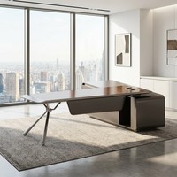 Bureau de PDG en placage de bois de palissandre laqué cristal, MDF E1, avec hub d'alimentation, mobilier de luxe pour dirigeant