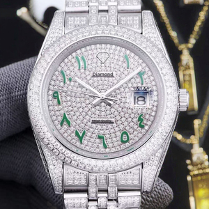 Montre mécanique pour homme de luxe, bracelet en acier inoxydable, saphir, étanche, édition limitée, avec moissanite VVS de qualité supérieure - Product Image 1