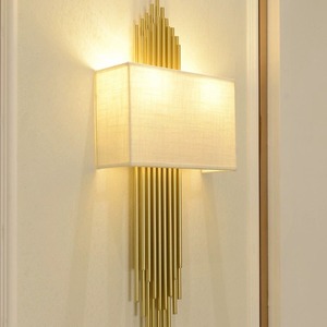 Aplique de pared de tela de hierro de nuevo estilo, luces de techo, pasillo de Hotel, tiras de metal dorado, lámparas de pared - Product Image 4