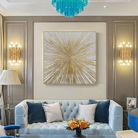 Peinture sur toile dorée abstraite moderne, 5 m, peinture, Art mural