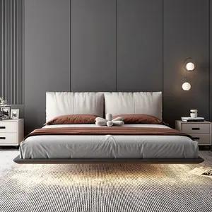 Французский винтажный минималистский легкий Роскошный Черный Каркас кровати плавающая односпальная кровать с головой