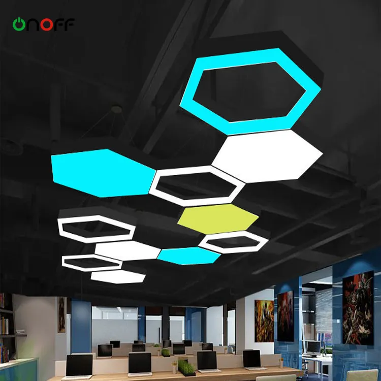 Op Maat Gemaakte Hexagon Led-Paneel Moderne Plafondhanglamp Voor Binnendecoratie