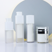 Luxe 15ml 30ml 50ml blanc Double paroi soins de la peau rotation pompe sans air cosmétique carré bouteille en plastique