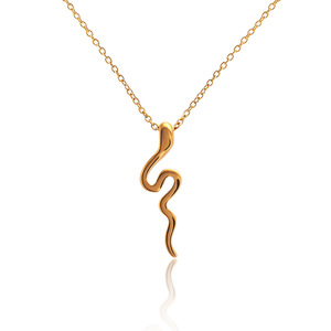 Collier Pendentif Tendance en Acier Inoxydable, Géométrique Irrégulier Poli, Anneau Circulaire, Pendentif Serpent - Product Image 5