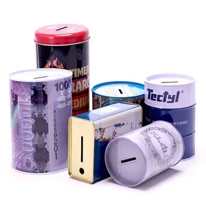 Hucha de metal con diseños personalizados para la colección de dinero, caja de lata para donar, para beneficencia, ahorro de monedas