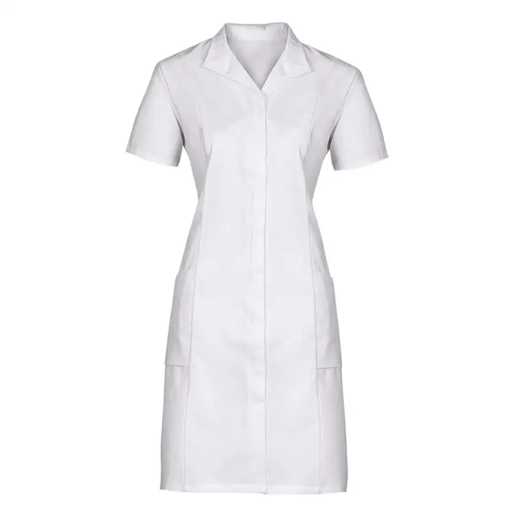 工場供給ポリエステル/綿医療病院看護師制服白いドレス