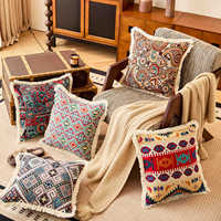 Housse de coussin géométrique de style européen, broderie carrée jacquard, anti-bactérienne, pour la maison et l'hôtel