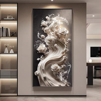 Grand décor mural 3D abstrait blanc vague créative pour couloir porche entrée lumière luxe diamant cristal porcelaine peinture