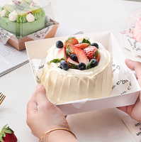 Boîte à dessert carrée jetable avec couvercle transparent en PET et base en papier kraft, boîtes à emporter pour pâtisserie, pour mousse au chocolat, cheesecake, gâteau en tranches