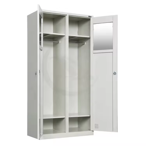 Venda quente metal wardrobe closet <span class=keywords><strong>2</strong></span> portas aço armário de armazenamento com haste pendurada - Product Image 2