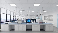 Station de travail de laboratoire en fer en forme de U avec disposition entièrement entourée pour des expériences complètes dans les environnements hospitaliers et scolaires