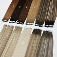Extensions de cheveux chinoises Remy à bandes adhésives Lesttyhair 50g 18 pouces 20 pièces Balayage Brun Blond Lisses Soyeux Teints Donneur Unique