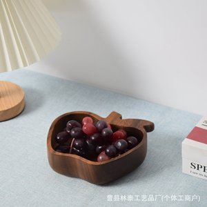 ถาดไม้รูปแอปเปิ้ล สีวอลนัท 15x4.5 ซม. สำหรับเก็บผลไม้ ขนม ถาดตกแต่ง - Product Image 3