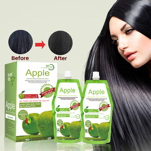 OEM No Dark Skin 5 Minutes Apple Hair Dye 96 Fast Black Hair Cream 500ml * 2 Natural Apple Hair <span class=keywords><strong>Color</strong></span> - Product Image 1