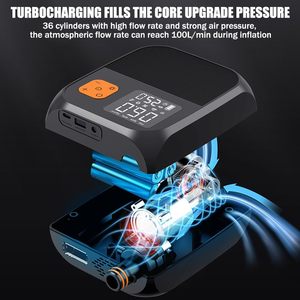 Pompe à air rechargeable pour <span class=keywords><strong>paddle</strong></span> board en ABS, <span class=keywords><strong>batterie</strong></span> 8000 mAh, haute pression 25 PSI, manomètre numérique de pression des pneus, 12 V CC pour voiture - Product Image 6
