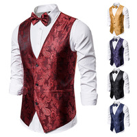 Chaleco clásico de cachemir para hombre, ropa masculina de 2 piezas, con botones, estilo Jacquard