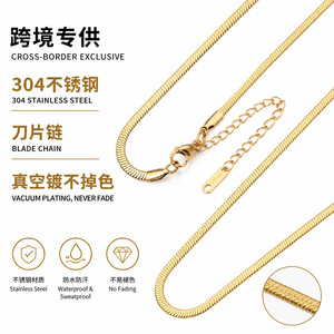 Collar de cadena de espiga de acero inoxidable 304 chapado en oro para hombres y mujeres, joyería de moda, regalo. - Product Image 5
