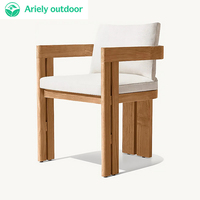 Ensemble table et chaises de salle à manger d'extérieur style moderne, en teck, avec accoudoirs, résistant aux intempéries, pliable, imperméable, pour cour et hôtel