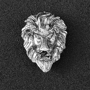 بروش رجالي على شكل حيوان جريء عتيق ذهبي فضي نسر رأس ثور تنين نمر هندي رأس دبوس طية صدر - Product Image 2
