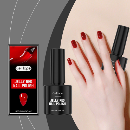 Eelhope Red Jelly Nail Polish Long Lasting Quick Drying Clear Jelly Red Nude Jelly Water-Based Nail Polish