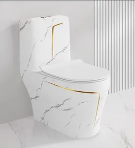 대리석 패턴과 골든 라인 욕실 세라믹 원피스 화장실 화장실 핫 세일 현대적인 디자인