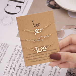 Set di Bracciali e Collana con Pendente Zodiacale in Lega a 3 Pezzi, Nuovo Simbolo del Cielo <span class=keywords><strong>Stellato</strong></span>, 12 Segni Zodiacali, per Donne - Product Image 2