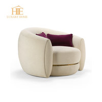 Fauteuil simple au design moderne, fauteuil de salon circulaire, fauteuil de détente, fauteuil de salon confortable en tissu velours pour villa