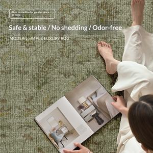 Tappeto per Soggiorno Verde Stile Retrò Francese Antico Nuovo Motivo a Pied-de-Poule Quadrato Imitazione Cashmere Lavabile e Cancellabile - Product Image 4