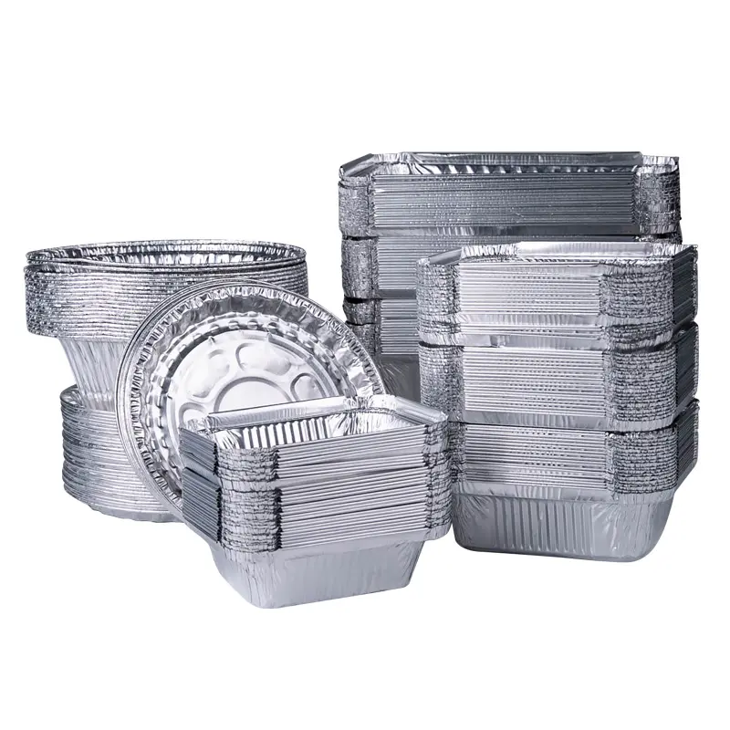 Mẫu miễn phí Heavy Duty thực phẩm sử dụng kích thước đầy đủ Baking Aluminum foil chảo cho nấu ăn dùng một lần Aluminum foil container với nắp đậy