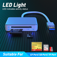 Portable Plug-and-Play USB 3,0 de alta velocidad 5Gbps 3-en-1 CF SD TF lector de tarjetas para instalación externa de computadora portátil