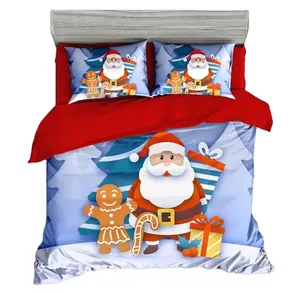 Kingsize 3d Digitaal Printen Kerst Elementen Design Beddengoed Set Kids Dekbedovertrek Schattige Kerstman Sets Twin Double Queen