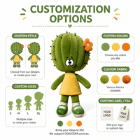 Peluche personnalisée en forme de cactus, jouets en peluche rembourrés de coton PP, fabrication directe d'usine OEM/ODM, fabricant de jouets en peluche
